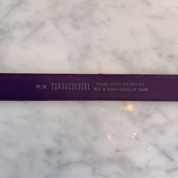 Purple quilted suede belt with gold hardware size 30” - Picture 6 of 8